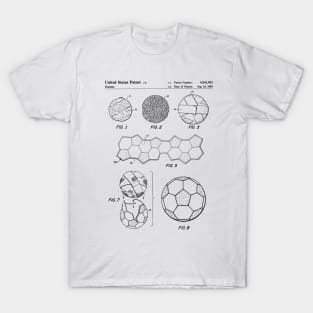 Soccer Ball Patent - Football Art - Black And White T-Shirt